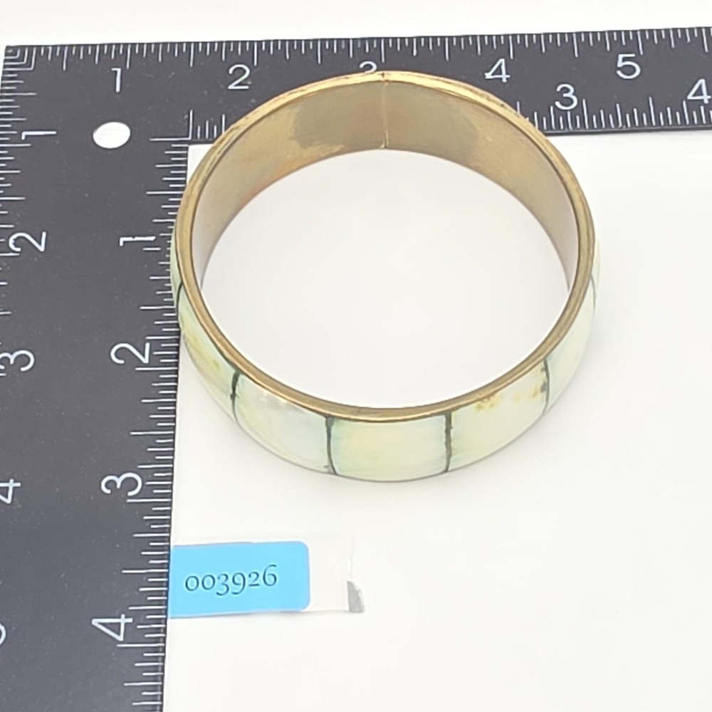 Vintage Mother Of Pearl Inlay Bracelet Wide Brass Bangle 8.5" FREE‎ $HIPPING!! - Picture 16 of 16